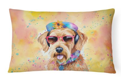 Hippie Dawg Throw Pillow Throw Pillow for Indoor Couch Bed Outdoor Patio Washable, Airedale Terrier 2449,12Hx16W