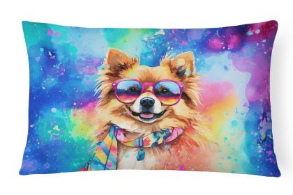 Hippie Dawg Throw Pillow Throw Pillow for Indoor Couch Bed Outdoor Patio Washable, Pomeranian 2540,12Hx16W