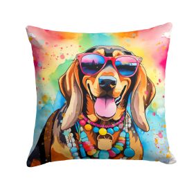 Doberman Pinscher Hippie Dawg Throw Pillow Machine Washable, Indoor Outdoor Decorative Pillow for Couch, Bed or Patio, 14Hx14W (Default: Default)